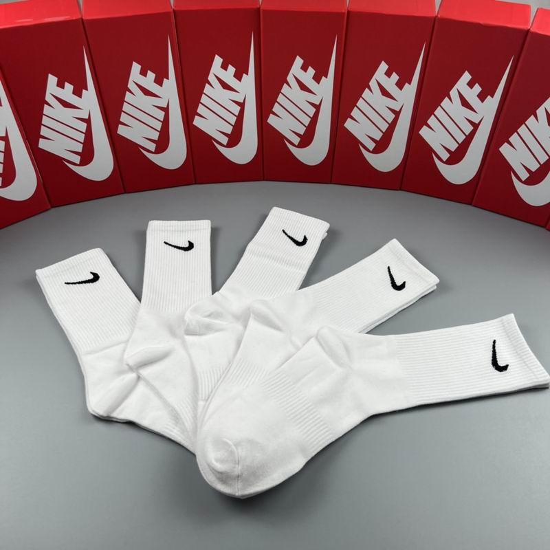 Kit de Meias Cano alto Nike com 5 Pares (Branco)